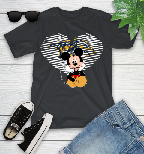 NHL Nashville Predators The Heart Mickey Mouse Disney Hockey Youth T-Shirt