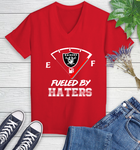 Oakland Raiders NFL Football Fueled By Haters Sports Women's V-Neck T-Shirt 11