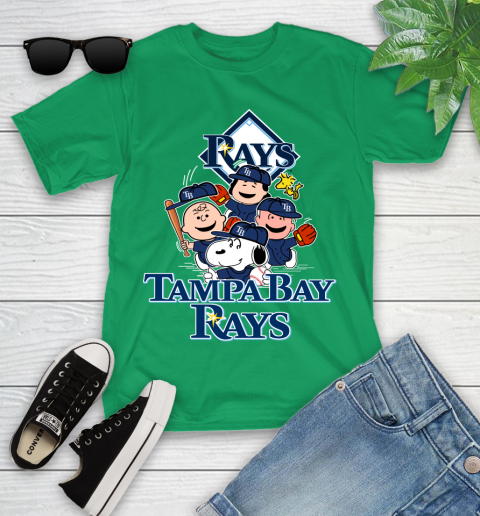 MLB Tampa Bay Rays Snoopy Charlie Brown Woodstock The Peanuts Movie Baseball T Shirt Youth T-Shirt 8
