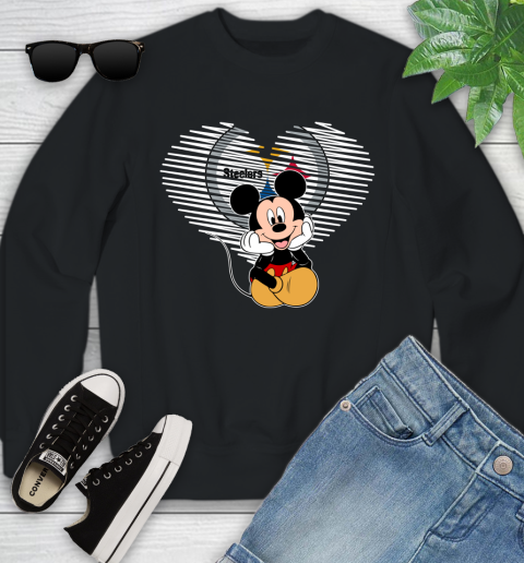 NFL Pittsburgh Steelers The Heart Mickey Mouse Disney Football T Shirt_000 Youth Sweatshirt