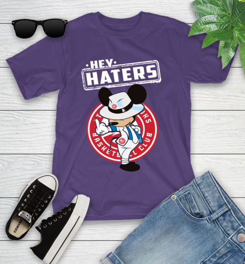 NBA Hey Haters Mickey Basketball Sports Atlanta Hawks Youth T-Shirt 3