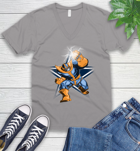 Dallas Cowboys NFL Football Thanos Avengers Infinity War Marvel V-Neck T-Shirt 3