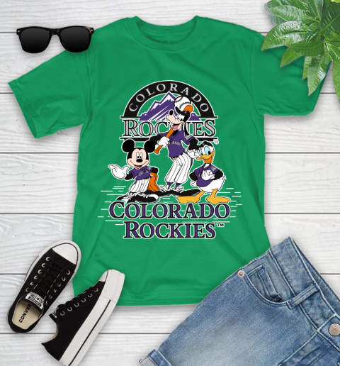 MLB Colorado Rockies Mickey Mouse Donald Duck Goofy Baseball T Shirt Youth T-Shirt 8