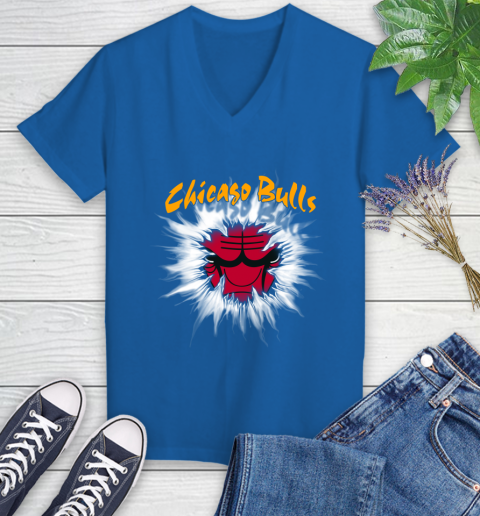Chicago Bulls NBA Basketball Rip Sports Women's V-Neck T-Shirt 10
