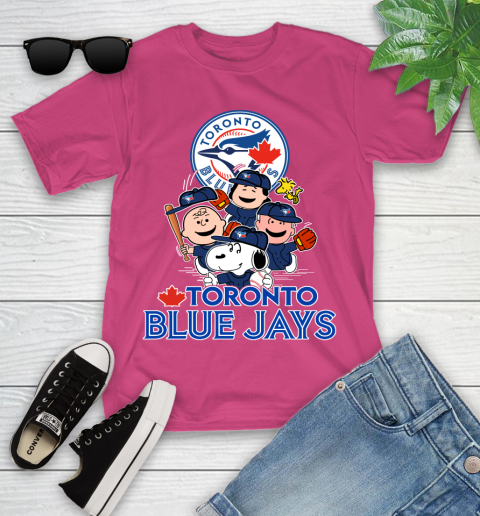 MLB Toronto Blue Jays Snoopy Charlie Brown Woodstock The Peanuts Movie Baseball T Shirt_000 Youth T-Shirt 11