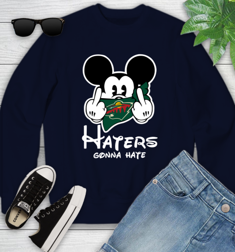NHL Minnesota Wild Haters Gonna Hate Mickey Mouse Disney Hockey T Shirt Youth Sweatshirt 2