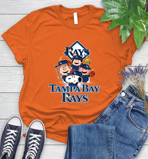 MLB Tampa Bay Rays Snoopy Charlie Brown Woodstock The Peanuts Movie Baseball T Shirt Women's T-Shirt 3
