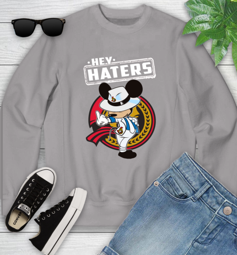 NHL Hey Haters Mickey Hockey Sports Ottawa Senators Youth Sweatshirt 3