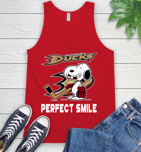 NHL Anaheim Ducks Snoopy Perfect Smile The Peanuts Movie Hockey T Shirt Tank Top 5
