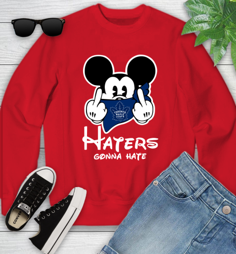 NHL Toronto Maple Leafs Haters Gonna Hate Mickey Mouse Disney Hockey T Shirt Youth Sweatshirt 8