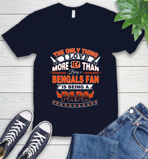 NFL The Only Thing I Love More Than Being A Cincinnati Bengals Fan Is Being A Papa Football V-Neck T-Shirt 2