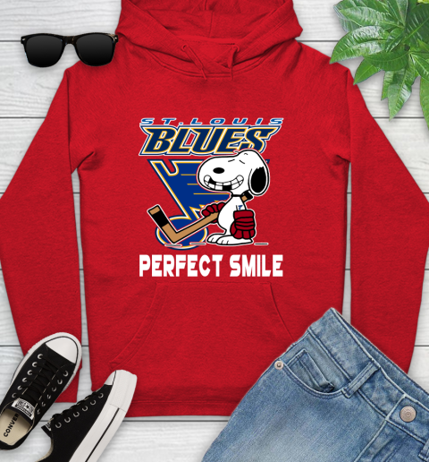 NHL St.Louis Blues Snoopy Perfect Smile The Peanuts Movie Hockey T Shirt Youth Hoodie 12