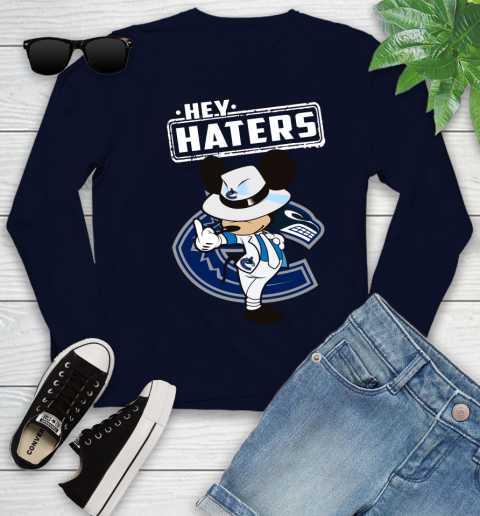 NHL Hey Haters Mickey Hockey Sports Vancouver Canucks Youth Long Sleeve 2