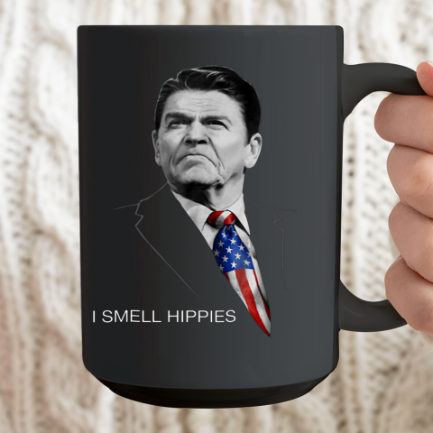 I Smell Hippies Ronald Reagan Conservative Ceramic Mug 15oz 2