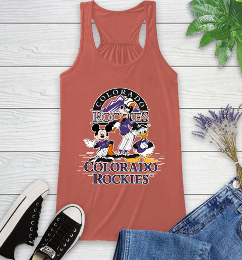 MLB Colorado Rockies Mickey Mouse Donald Duck Goofy Baseball T Shirt Racerback Tank 3