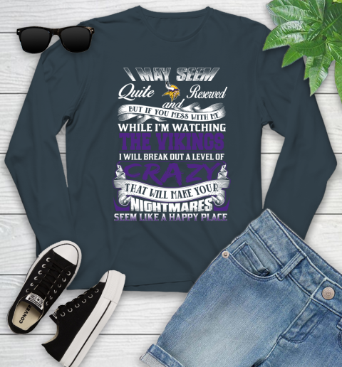 Minnesota Vikings NFL Football Don't Mess With Me While I'm Watching My Team Youth Long Sleeve 9