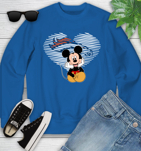 NFL Denver Broncos The Heart Mickey Mouse Disney Football T Shirt_000 Youth Sweatshirt 7