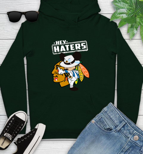 NHL Hey Haters Mickey Hockey Sports Chicago Blackhawks Youth Hoodie 14