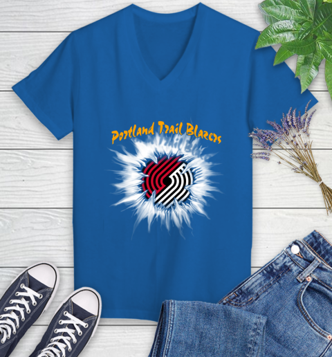 Portland Trail Blazers NBA Basketball Rip Sports Women's V-Neck T-Shirt 10