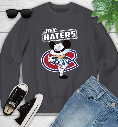 NHL Hey Haters Mickey Hockey Sports Montreal Canadiens Youth Sweatshirt 5