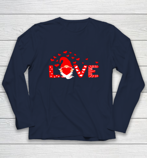 Valentine's Day LOVE Gnomies Holding Red Heart Valentine Long Sleeve T-Shirt 2