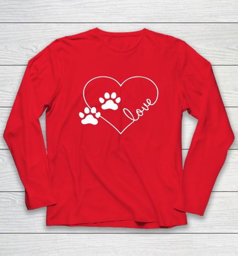 Cute Love Hearts Valentine Day Paw Print Dog Owner Dog Lover Long Sleeve T-Shirt 7