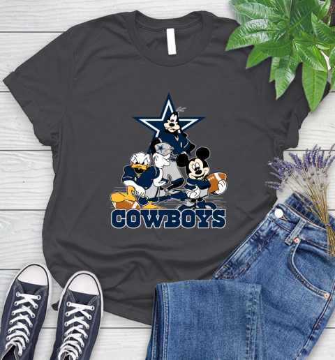 NFL Dallas Cowboys Mickey Mouse Donald Duck Goofy Football Shirt Women's T-Shirt 8
