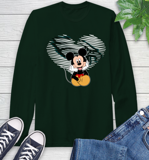 NFL Philadelphia Eagles The Heart Mickey Mouse Disney Football T Shirt_000 Long Sleeve T-Shirt 7