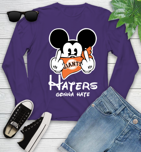 MLB San Francisco Giants Haters Gonna Hate Mickey Mouse Disney Baseball T Shirt_000 Youth Long Sleeve 4