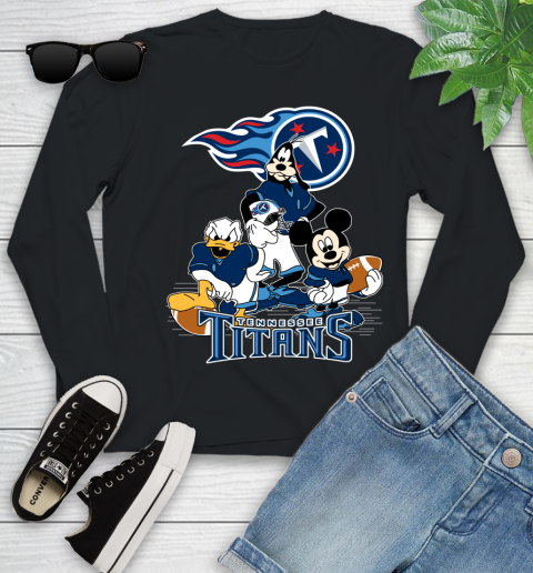 NFL Tennessee Titans Mickey Mouse Donald Duck Goofy Football Shirt Youth Long Sleeve