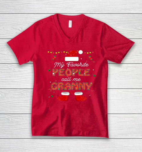 My Favorite People Call Me Granny Thanksgiving Christmas V-Neck T-Shirt 5