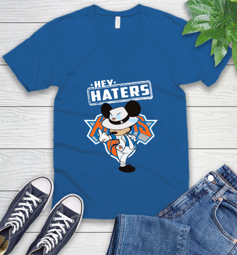 NBA Hey Haters Mickey Basketball Sports New York Knicks V-Neck T-Shirt 5