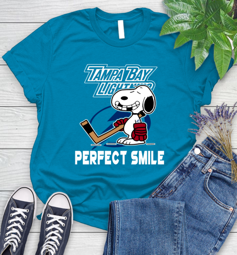 NHL Tampa Bay Lightning Snoopy Perfect Smile The Peanuts Movie Hockey T Shirt Women's T-Shirt 10