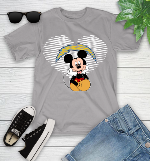 NFL Los Angeles Chargers The Heart Mickey Mouse Disney Football T Shirt_000 Youth T-Shirt 4