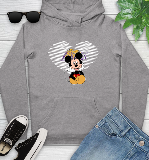NBA Los Angeles Lakers The Heart Mickey Mouse Disney Basketball Youth Hoodie 6