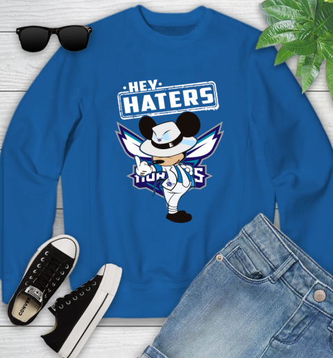NBA Hey Haters Mickey Basketball Sports Charlotte Hornets Youth Sweatshirt 7