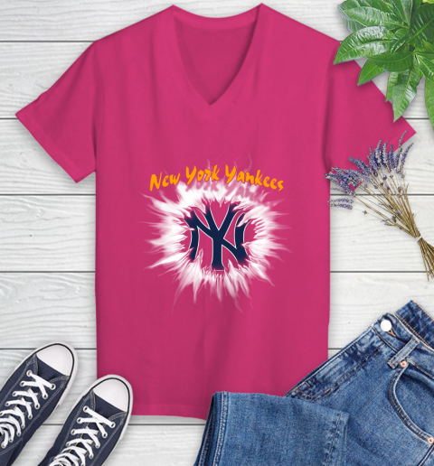 New York Yankees MLB Baseball Adoring Fan Rip Sports Women's V-Neck T-Shirt 9
