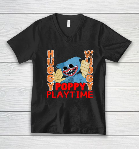 Huggy Shirt Poppy Playtime Huggy Wuggy Playtime Horror Game Fun V-Neck T-Shirt