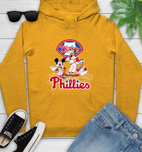 MLB Philadelphia Phillies Mickey Mouse Donald Duck Goofy Baseball T Shirt Youth Hoodie 2