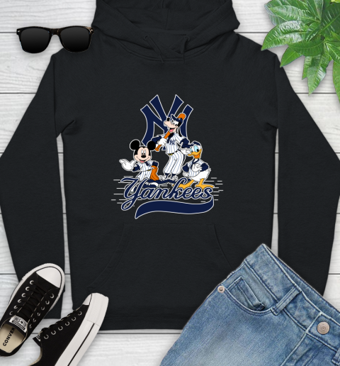 MLB New York Yankees Mickey Mouse Donald Duck Goofy Baseball T Shirt Youth Hoodie
