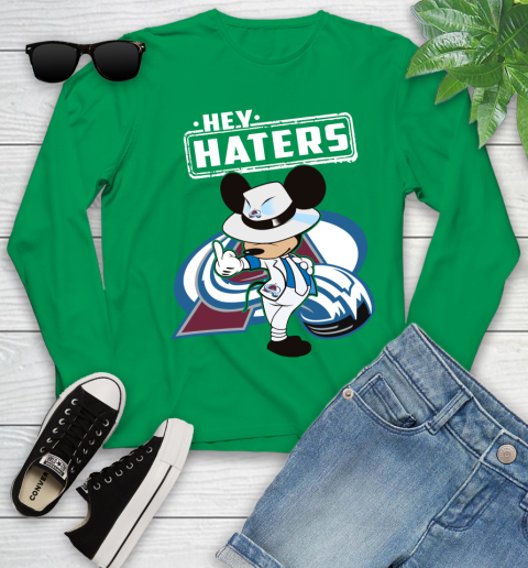 NHL Hey Haters Mickey Hockey Sports Colorado Avalanche Youth Long Sleeve 7