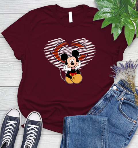 NFL Chicago Bears The Heart Mickey Mouse Disney Football T Shirt_000 Women's T-Shirt 7