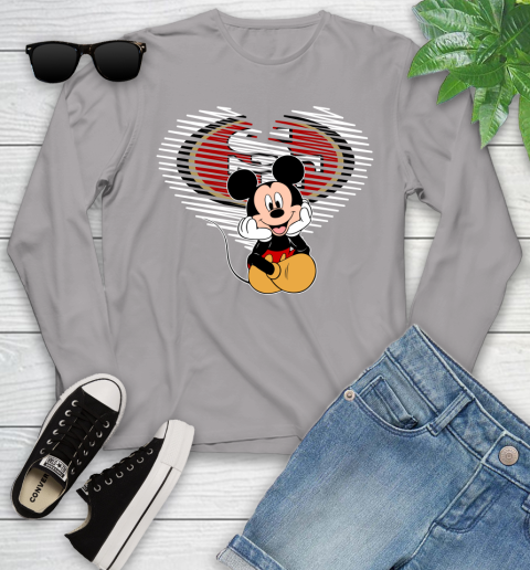 NFL San Francisco 49ers The Heart Mickey Mouse Disney Football T Shirt_000 Youth Long Sleeve 5