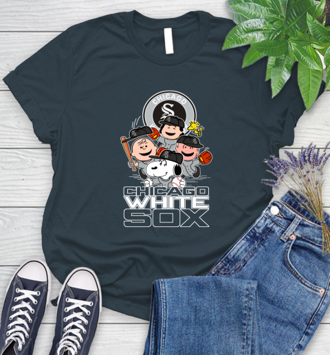 MLB Chicago White Sox Snoopy Charlie Brown Woodstock The Peanuts Movie Baseball T Shirt_000 Women's T-Shirt 11