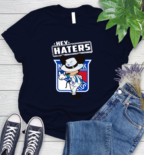 NHL Hey Haters Mickey Hockey Sports New York Rangers Women's T-Shirt 2