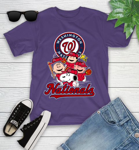MLB Washington Nationals Snoopy Charlie Brown Woodstock The Peanuts Movie Baseball T Shirt_000 Youth T-Shirt 3