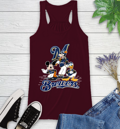MLB Milwaukee Brewers Mickey Mouse Donald Duck Goofy Baseball T Shirt Racerback Tank 2