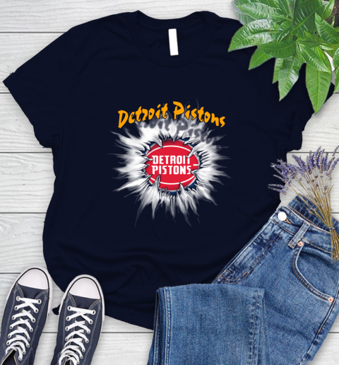 Detroit Pistons NBA Basketball Rip Sports Women's T-Shirt 2