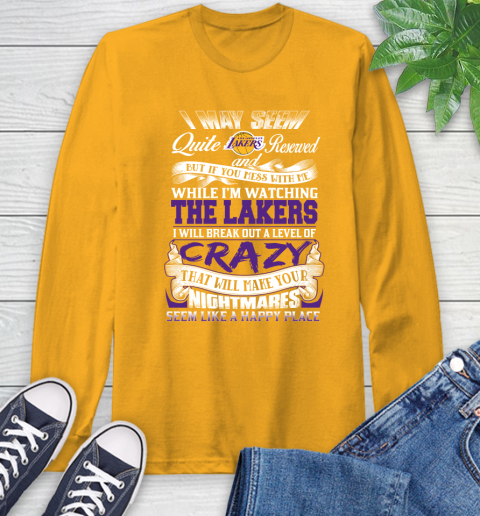 Los Angeles Lakers NBA Basketball Don't Mess With Me While I'm Watching My Team Long Sleeve T-Shirt 2
