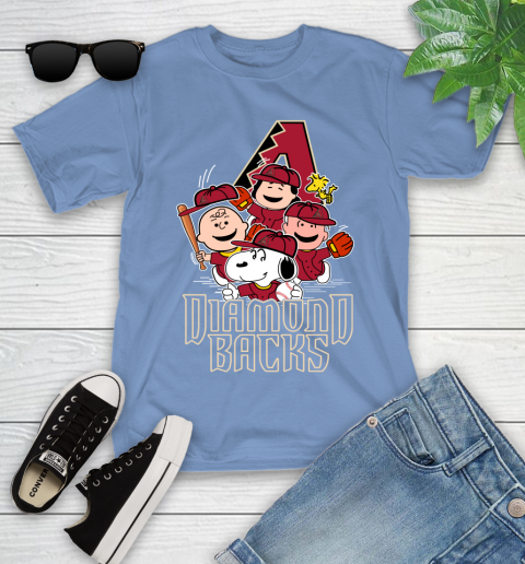 MLB Arizona Diamondbacks Snoopy Charlie Brown Woodstock The Peanuts Movie Baseball T Shirt_000 Youth T-Shirt 15